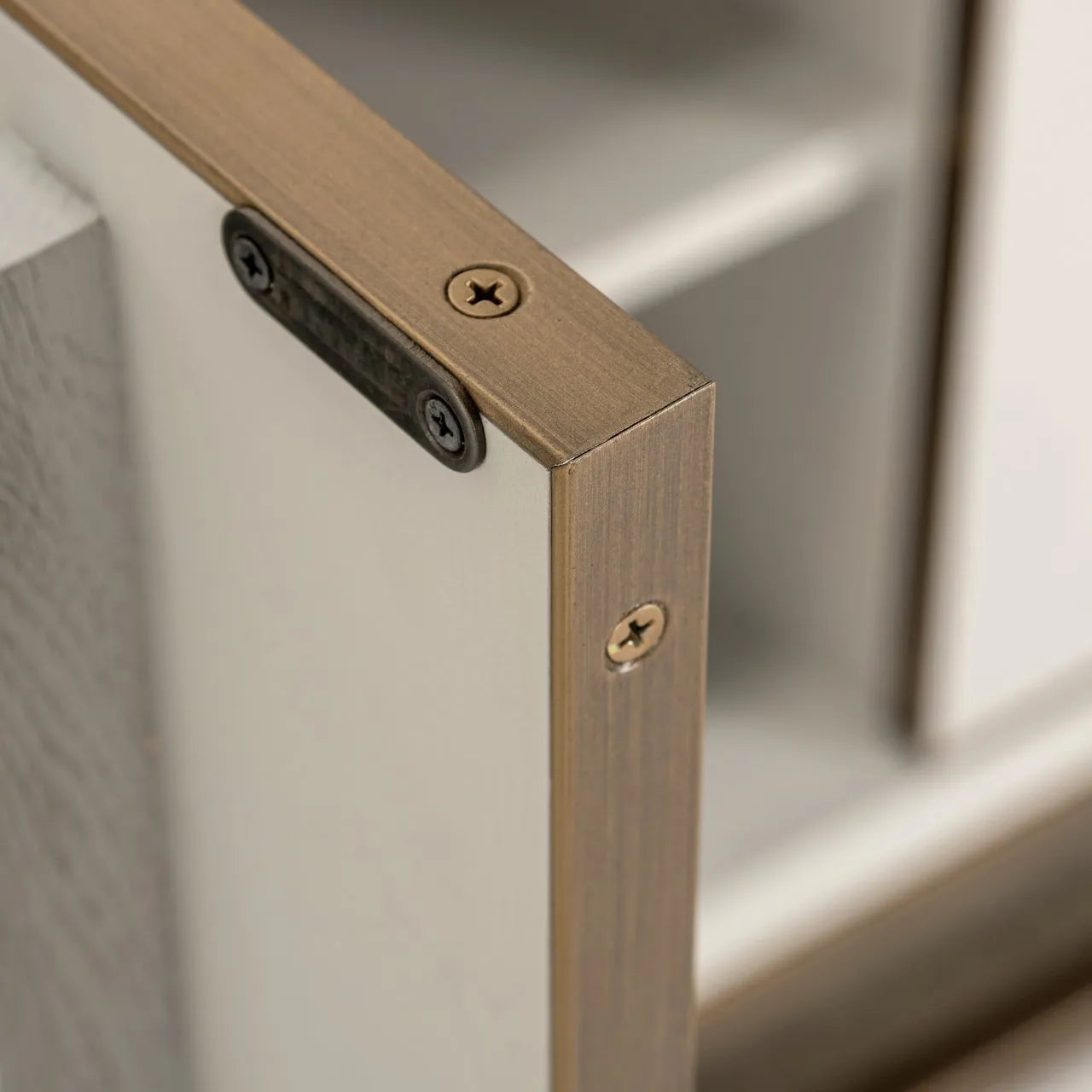 Richmond Interiors Whitebone Verona Grey & Brass Sideboard | 4 Doors