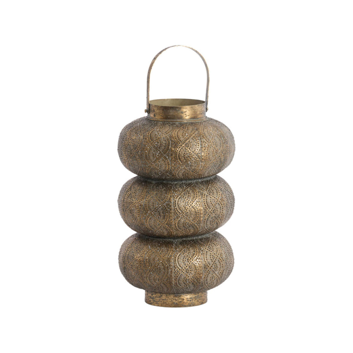 Kaito Brown Gold Metal Hurricane Candle Holder 34cm