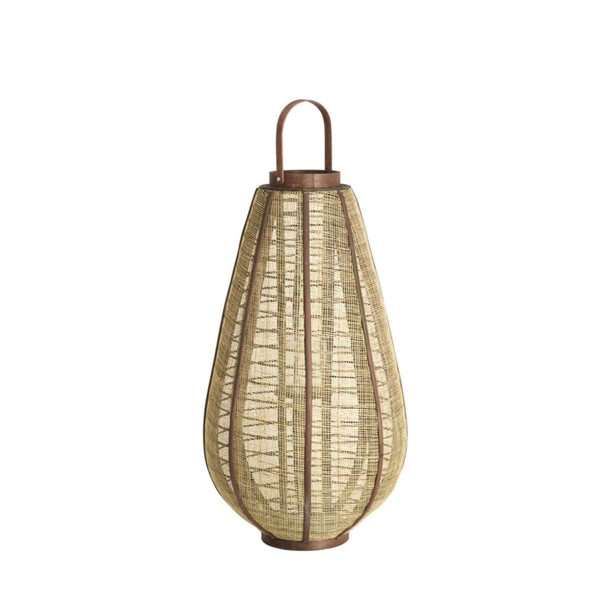 Linoa Brown Wood & Linen Hurricane Candle Holder 69.5cm