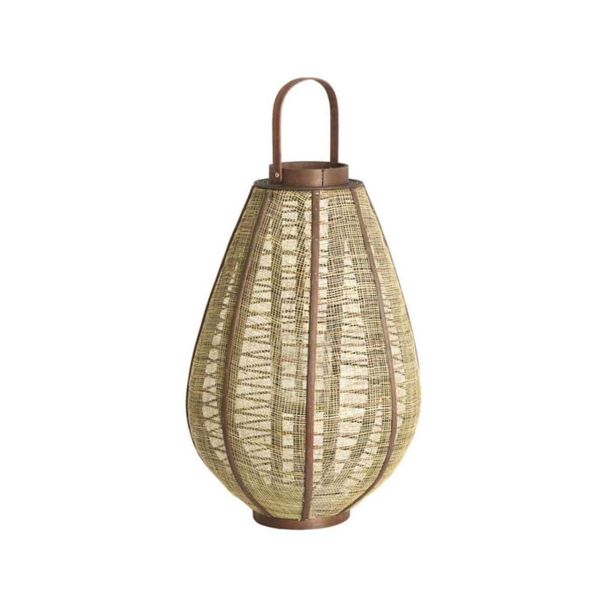 Linoa Brown Wood & Linen Hurricane Candle Holder 55.5cm