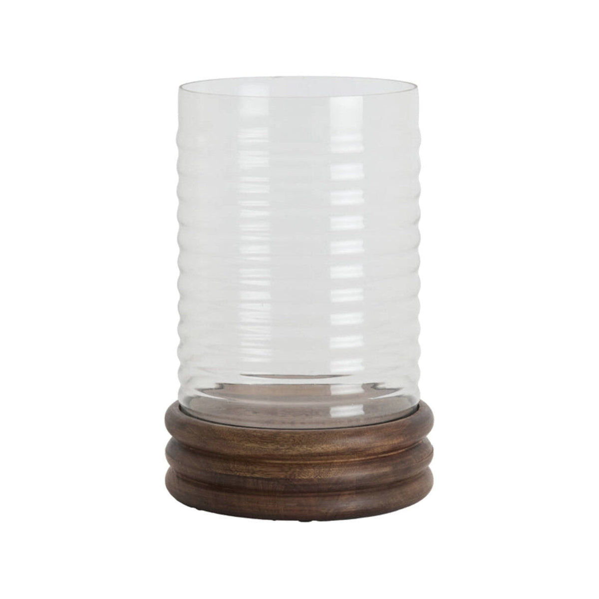 Malda Brown Mango Wood & Glass Hurricane Candle Holder 34.5cm