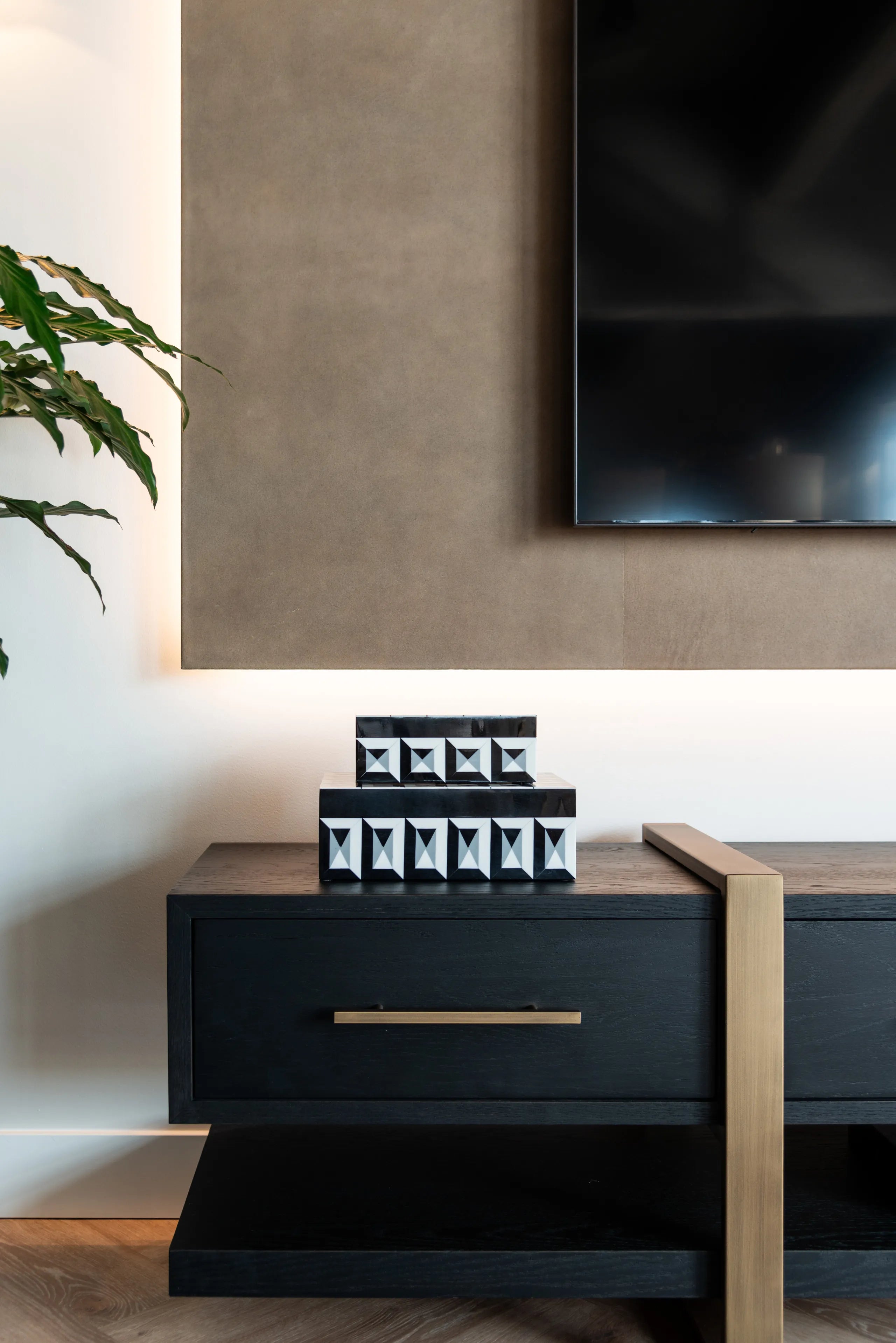 Richmond Interiors Cambon Bronze & Black Oak Wood Sideboard