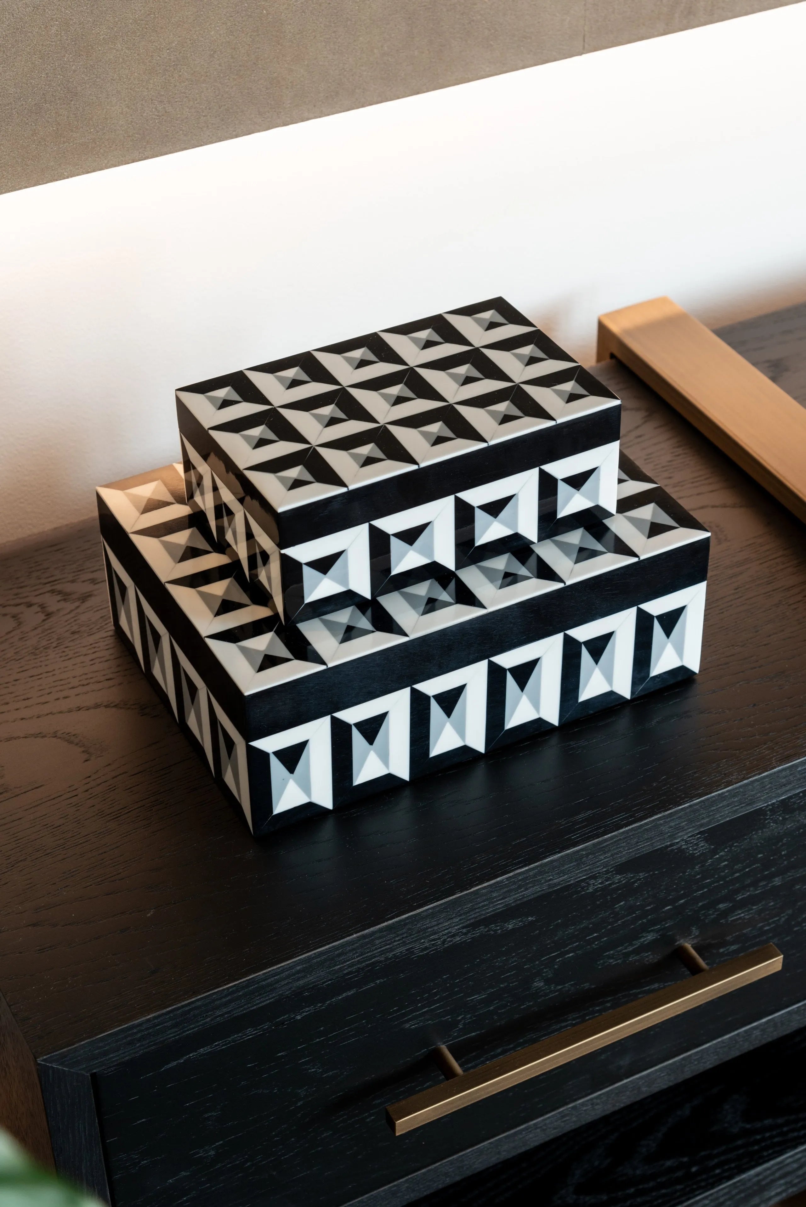 Richmond Interiors Licia Black & White Jewellery Box Large