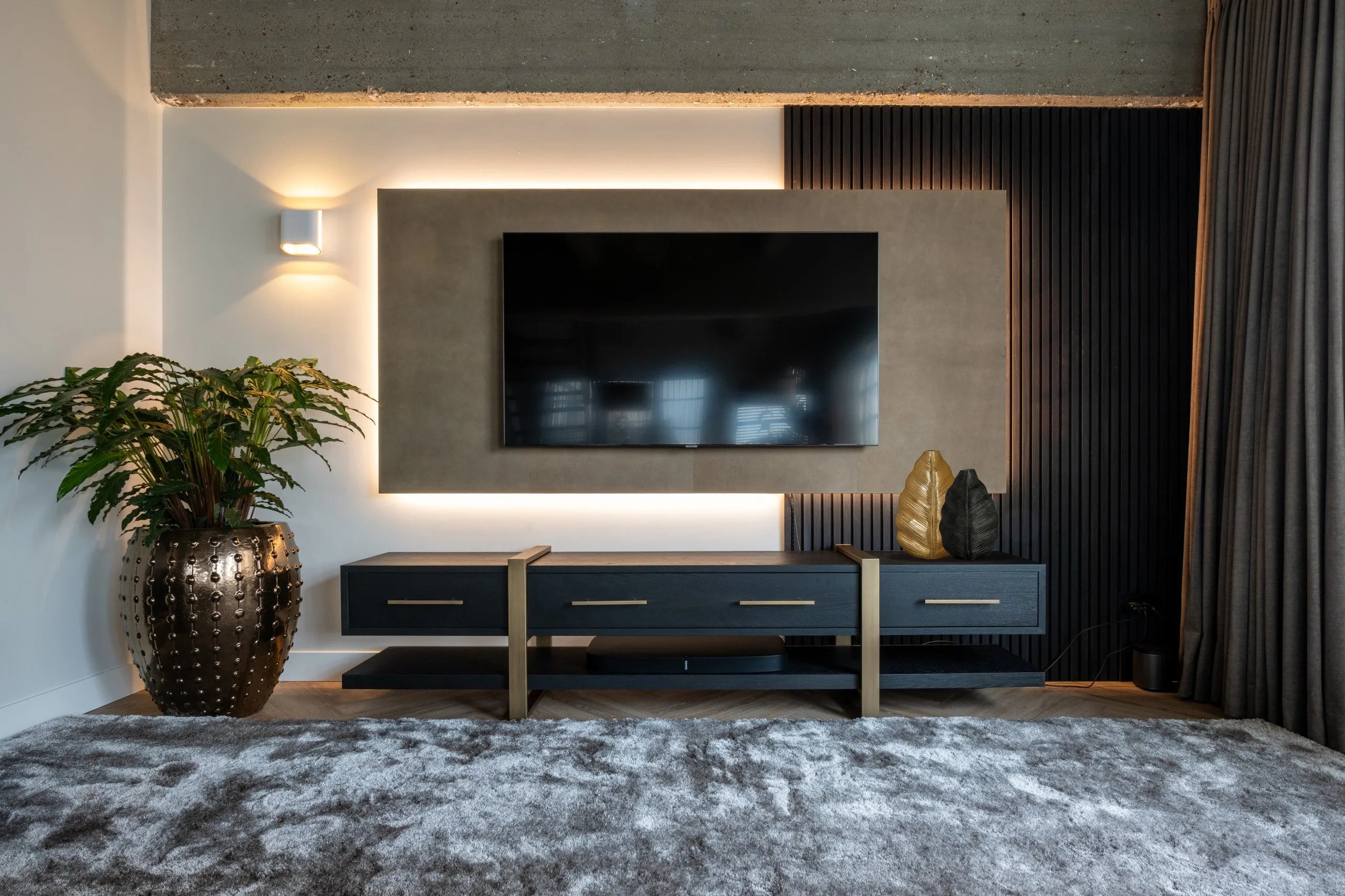 Richmond Interiors Cambon Bronze & Black Oak Wood Sideboard