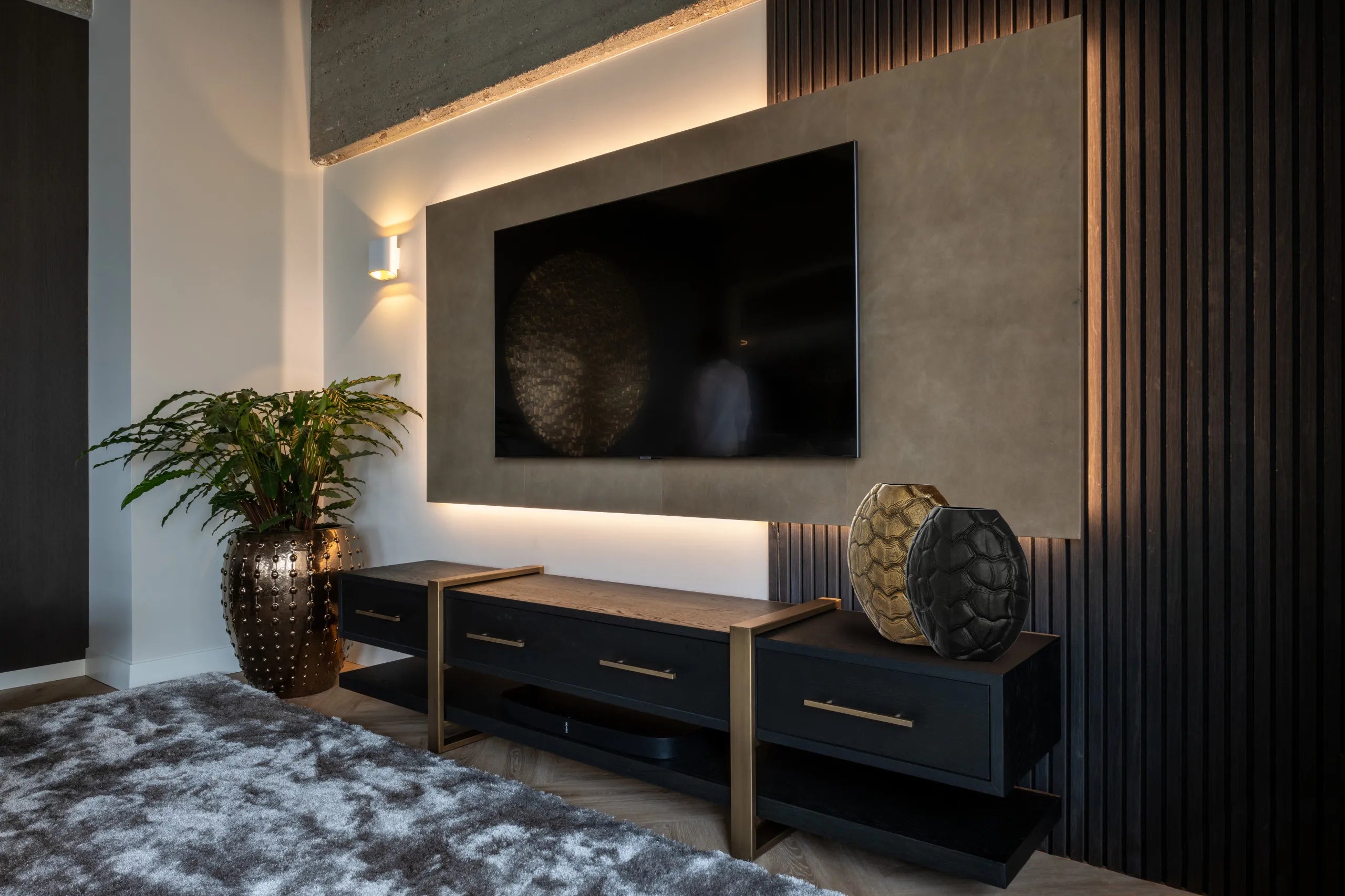 Richmond Interiors Cambon Bronze & Black Oak Wood Sideboard