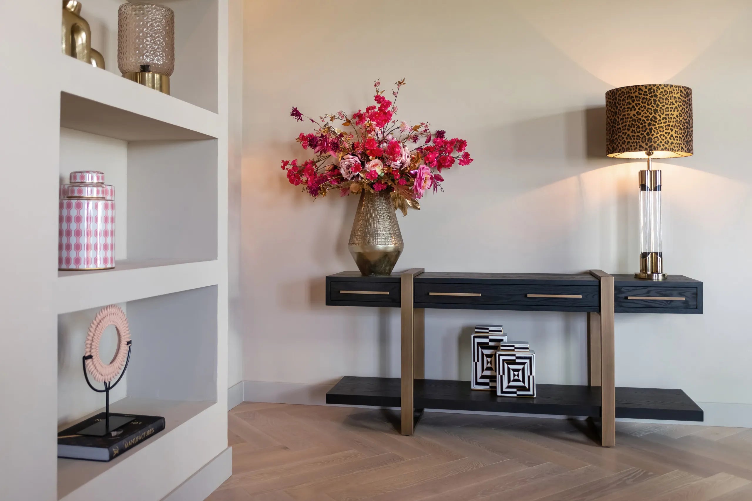 Richmond Interiors Cambon Bronze & Black Oak Wood Sideboard