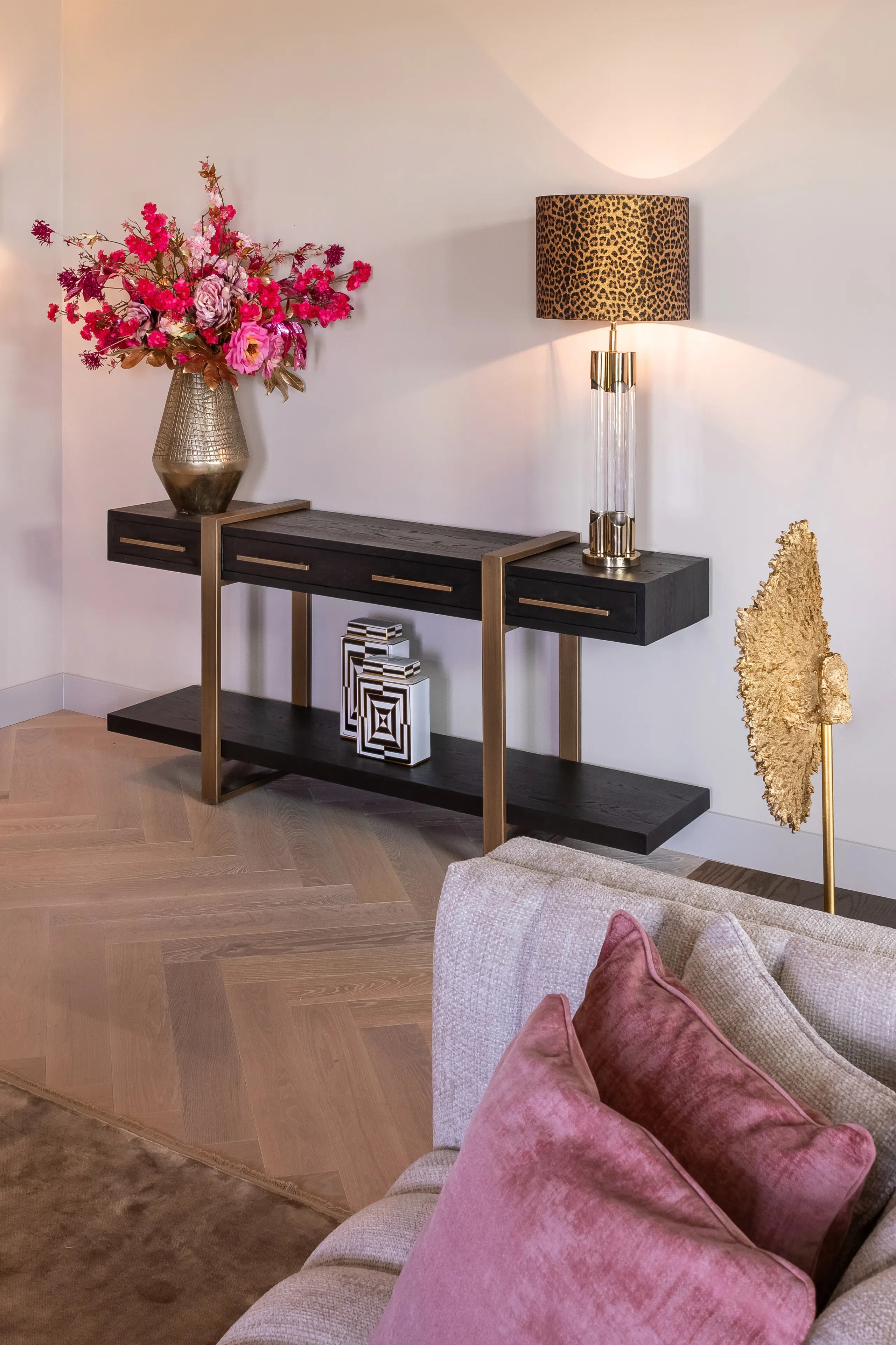 Richmond Interiors Cambon Bronze & Black Oak Wood Sideboard