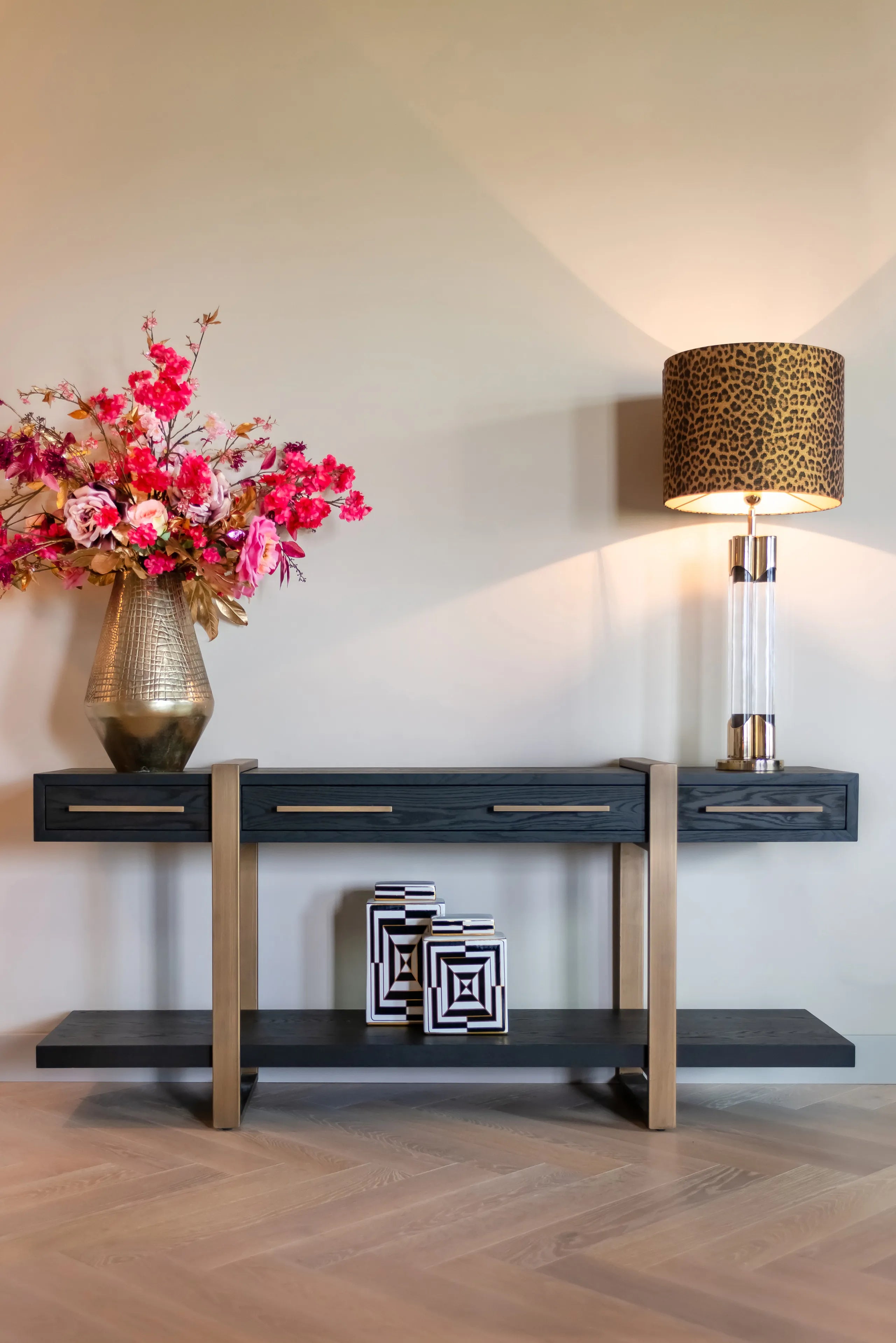 Richmond Interiors Cambon Bronze & Black Oak Wood Sideboard