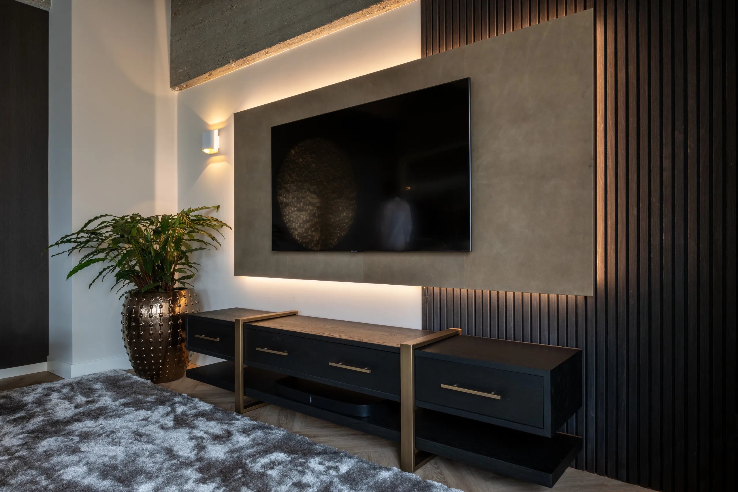 Richmond Interiors Cambon Bronze & Black Oak Wood Sideboard