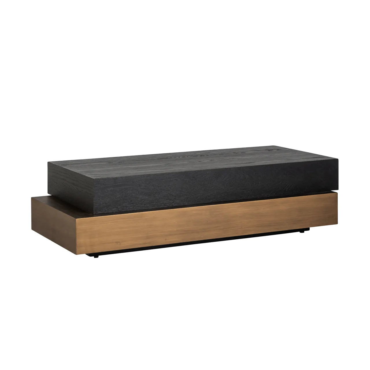 Richmond Interiors Cambon Bronze & Black Oak Wood Layered Stacked Rectangle Coffee Table