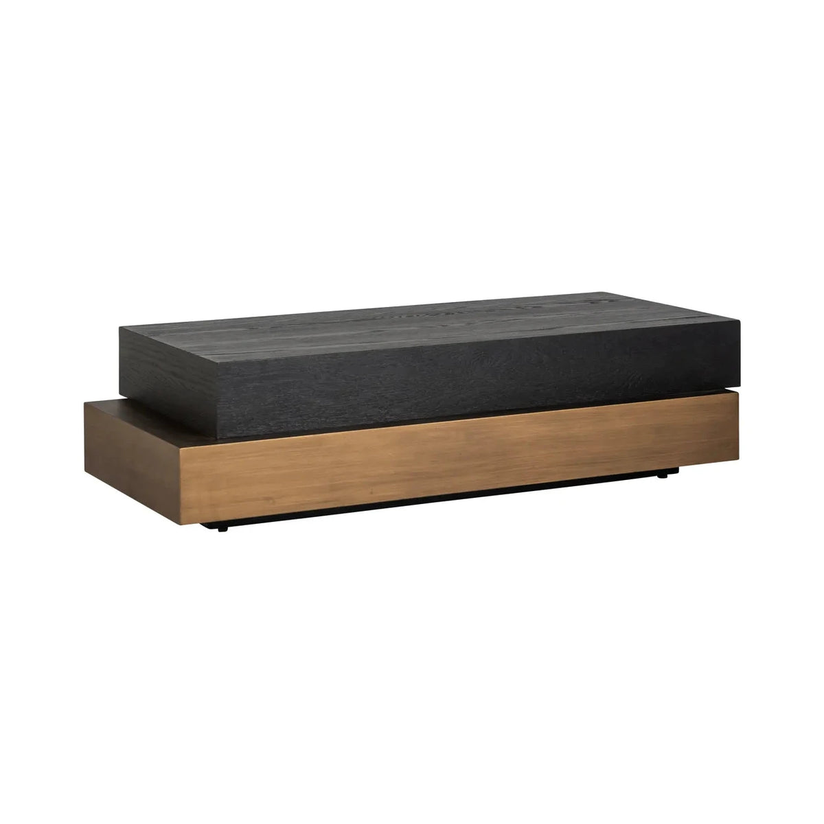Richmond Interiors Cambon Bronze & Black Oak Wood Layered Stacked Rectangle Coffee Table