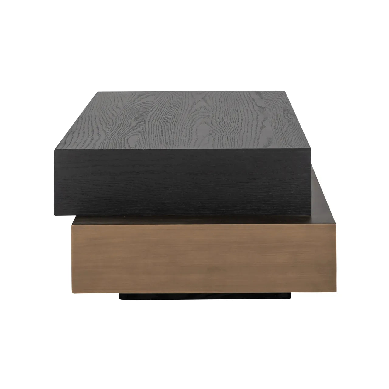 Richmond Interiors Cambon Bronze & Black Oak Wood Layered Stacked Rectangle Coffee Table