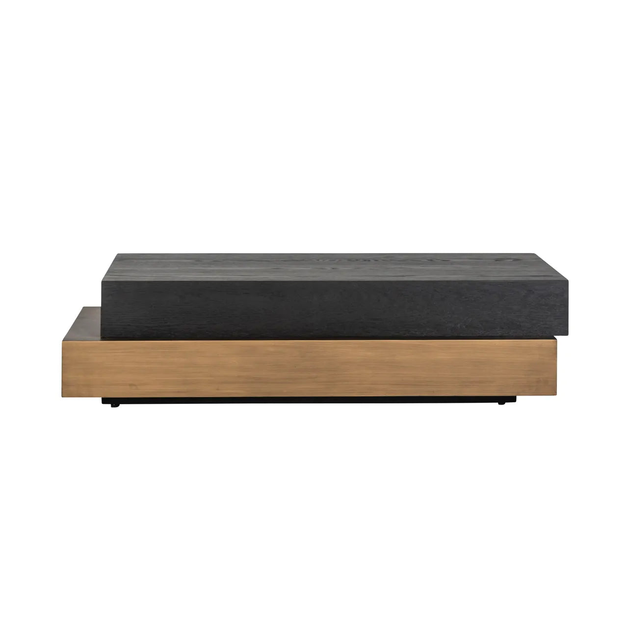 Richmond Interiors Cambon Bronze & Black Oak Wood Layered Stacked Rectangle Coffee Table