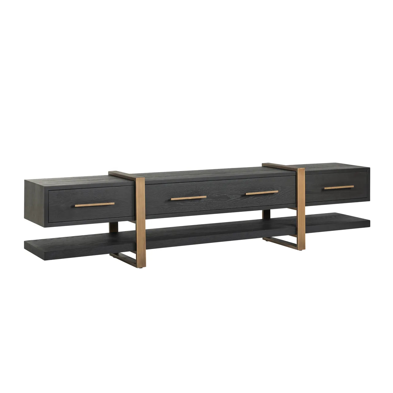 Richmond Interiors Cambon Bronze & Black Oak Wood TV Unit | 3 Drawers