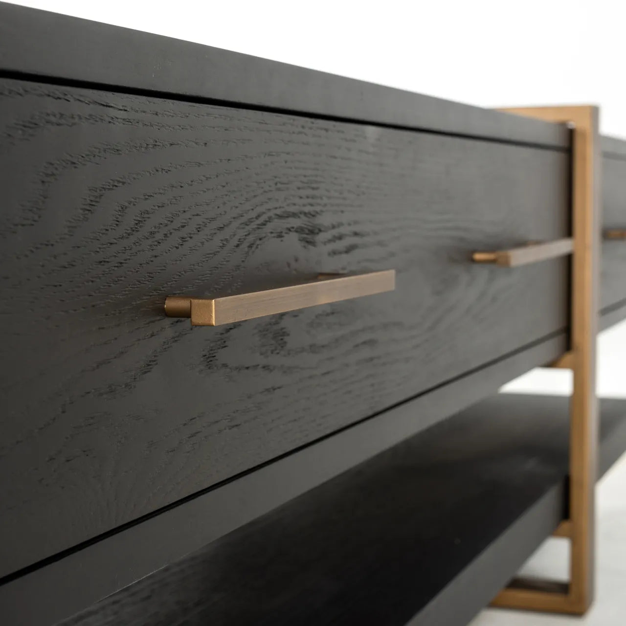 Richmond Interiors Cambon Bronze & Black Oak Wood TV Unit | 3 Drawers