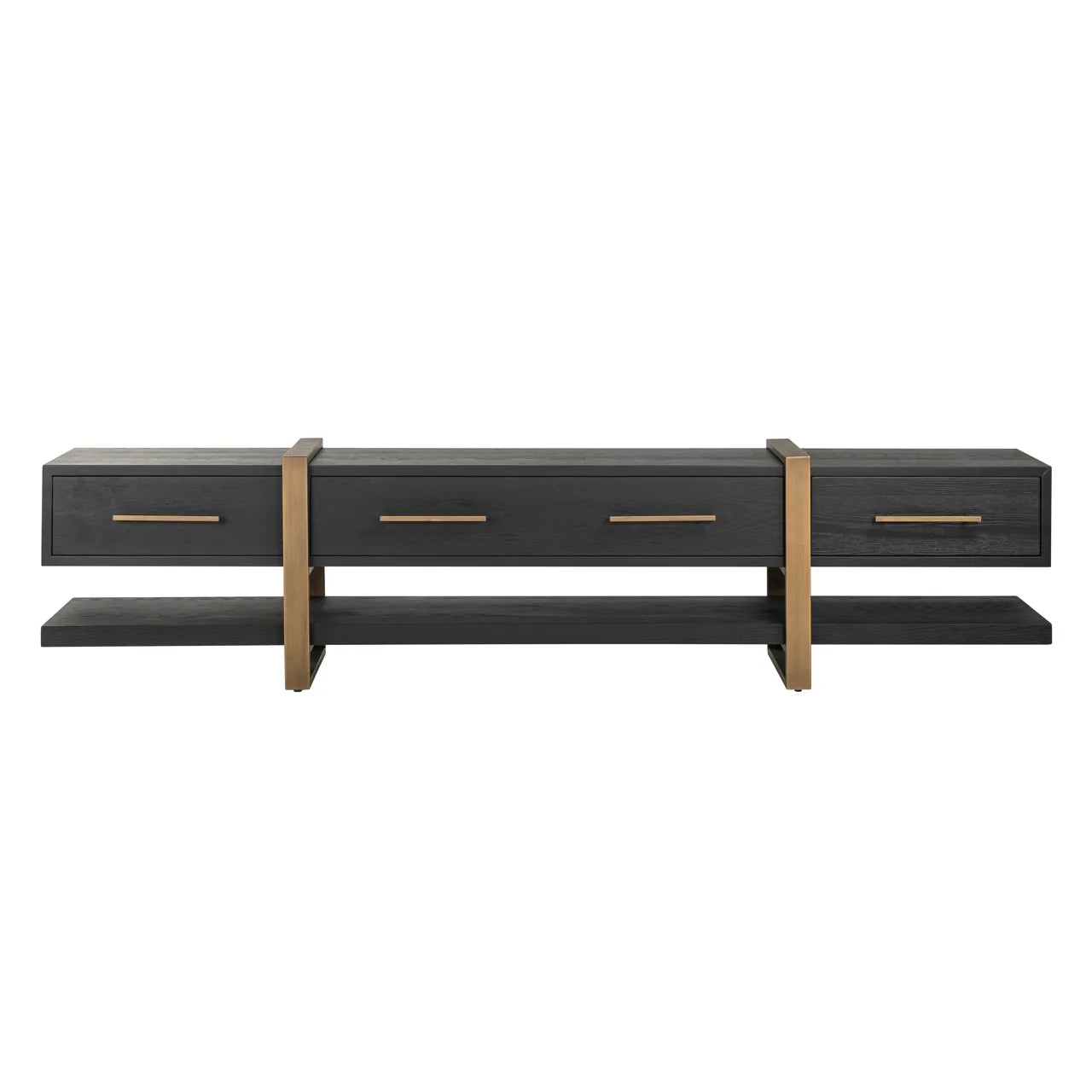 Richmond Interiors Cambon Bronze & Black Oak Wood TV Unit | 3 Drawers