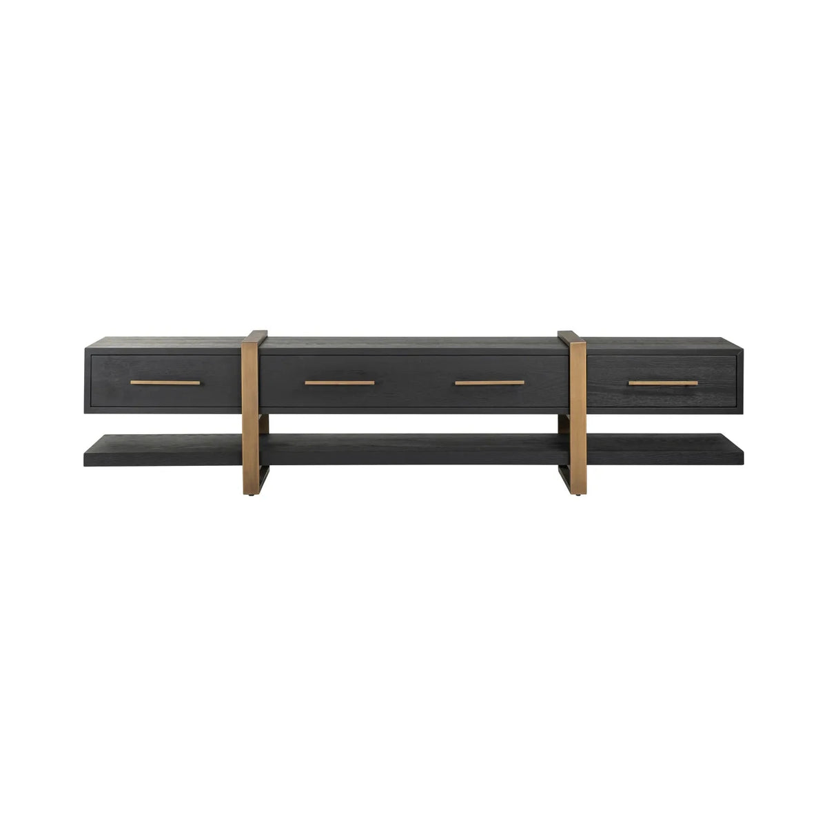 Richmond Interiors Cambon Bronze & Black Oak Wood TV Unit | 3 Drawers
