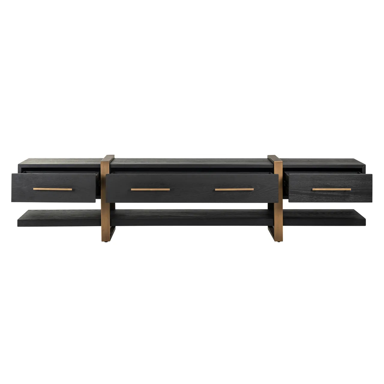 Richmond Interiors Cambon Bronze & Black Oak Wood TV Unit | 3 Drawers