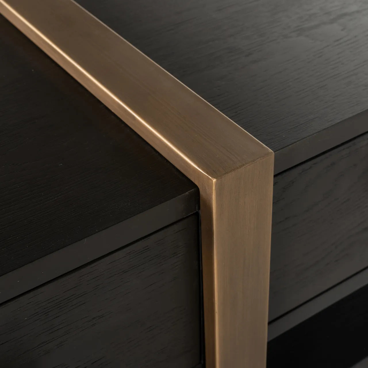 Richmond Interiors Cambon Bronze & Black Oak Wood TV Unit | 3 Drawers