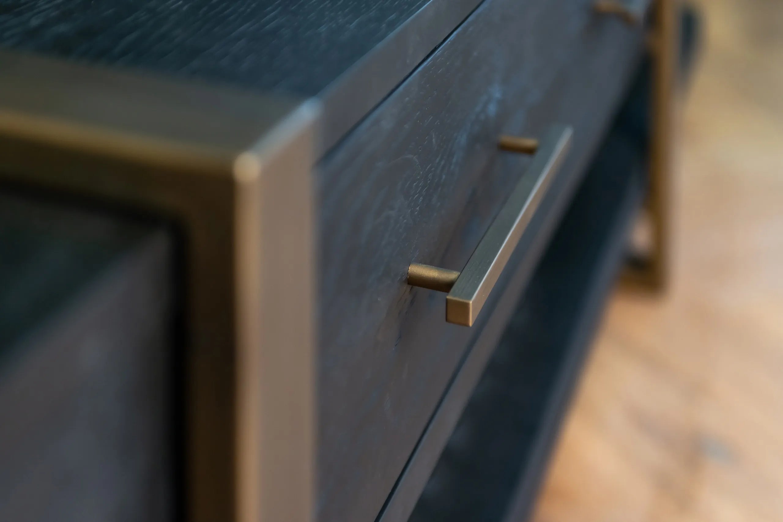 Richmond Interiors Cambon Bronze & Black Oak Wood TV Unit | 3 Drawers