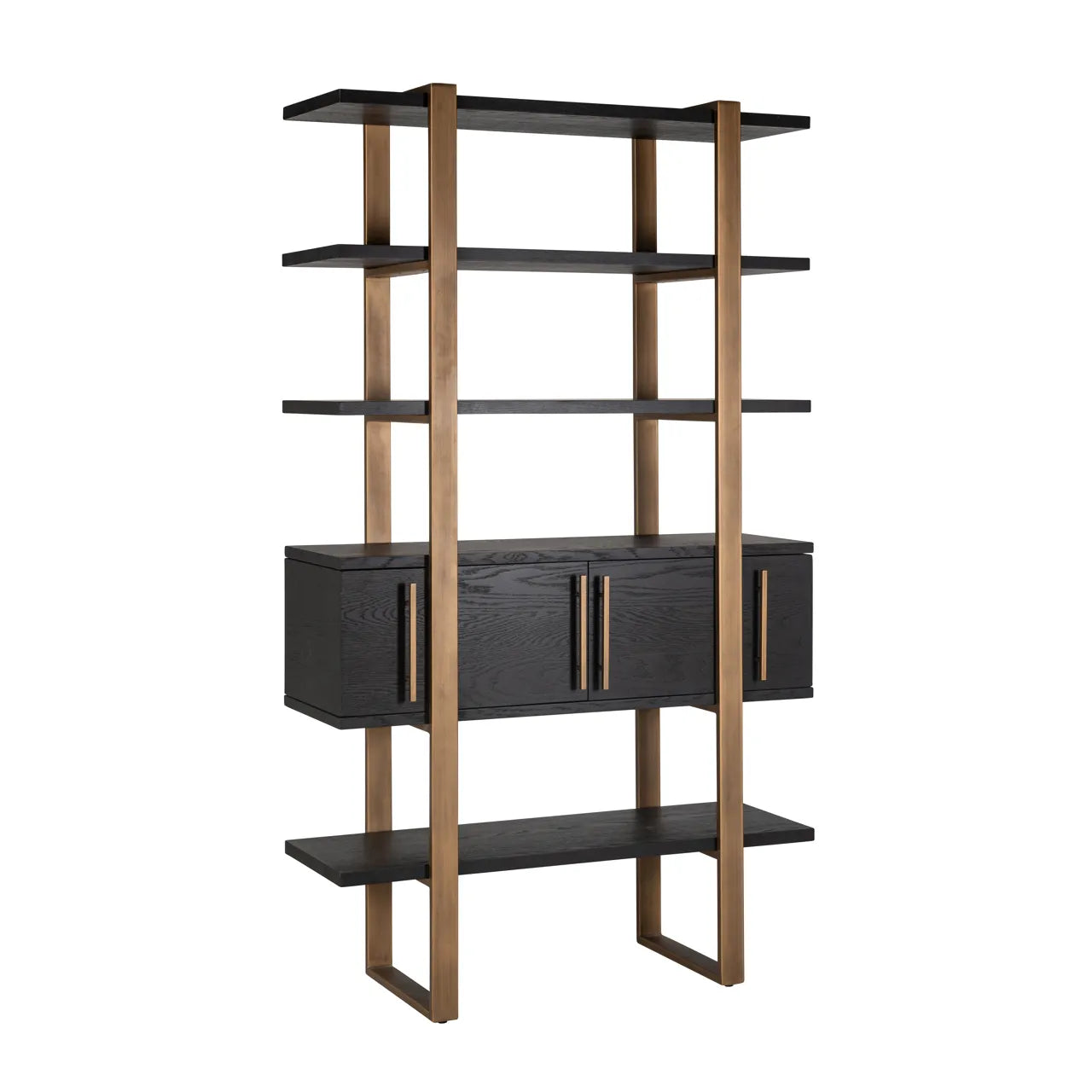 Richmond Interiors Cambon Bronze & Black Oak Wood Open Display Unit