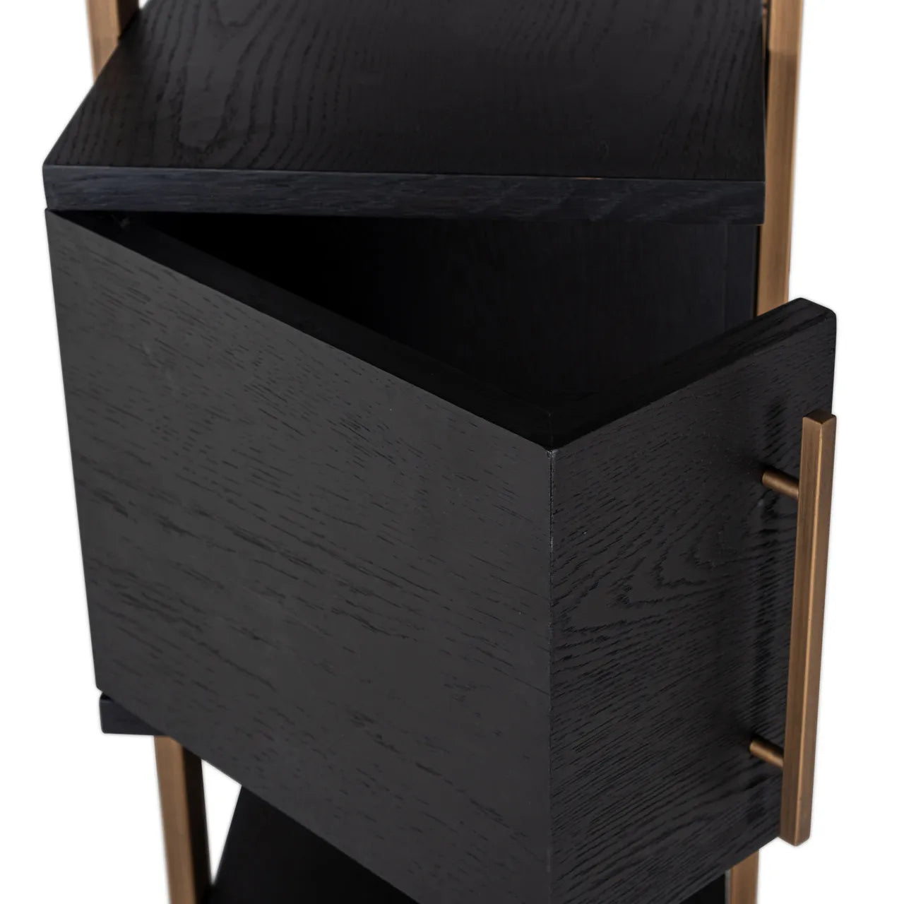 Richmond Interiors Cambon Bronze & Black Oak Wood Open Display Unit