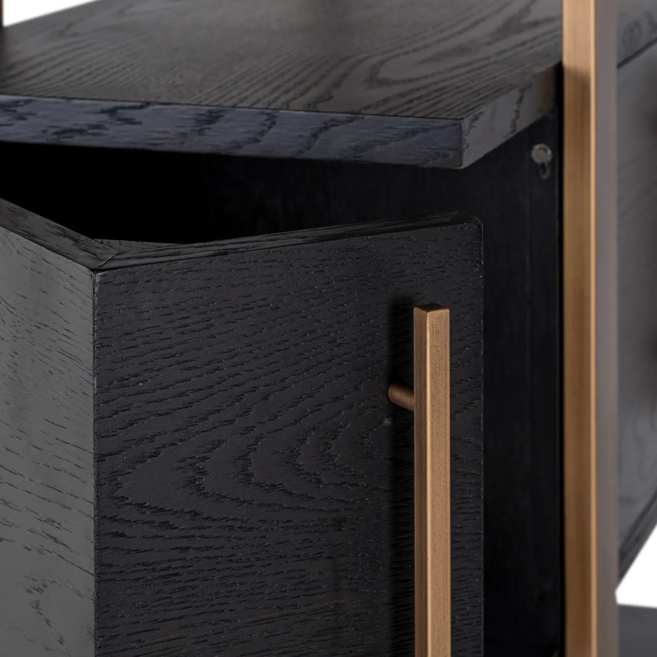 Richmond Interiors Cambon Bronze & Black Oak Wood Open Display Unit