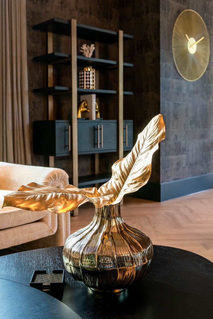 Richmond Interiors Cambon Bronze & Black Oak Wood Open Display Unit