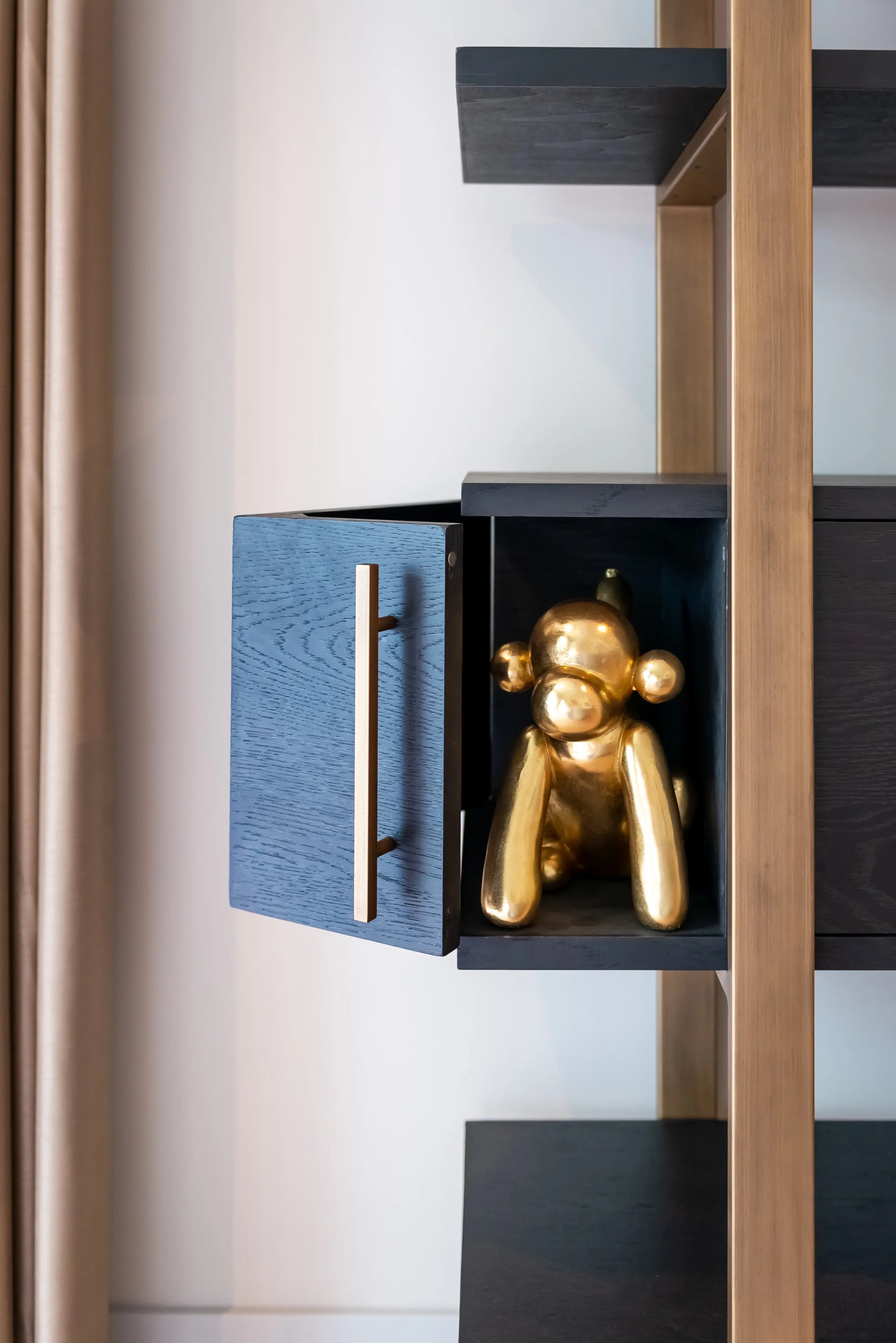 Richmond Interiors Cambon Bronze & Black Oak Wood Open Display Unit