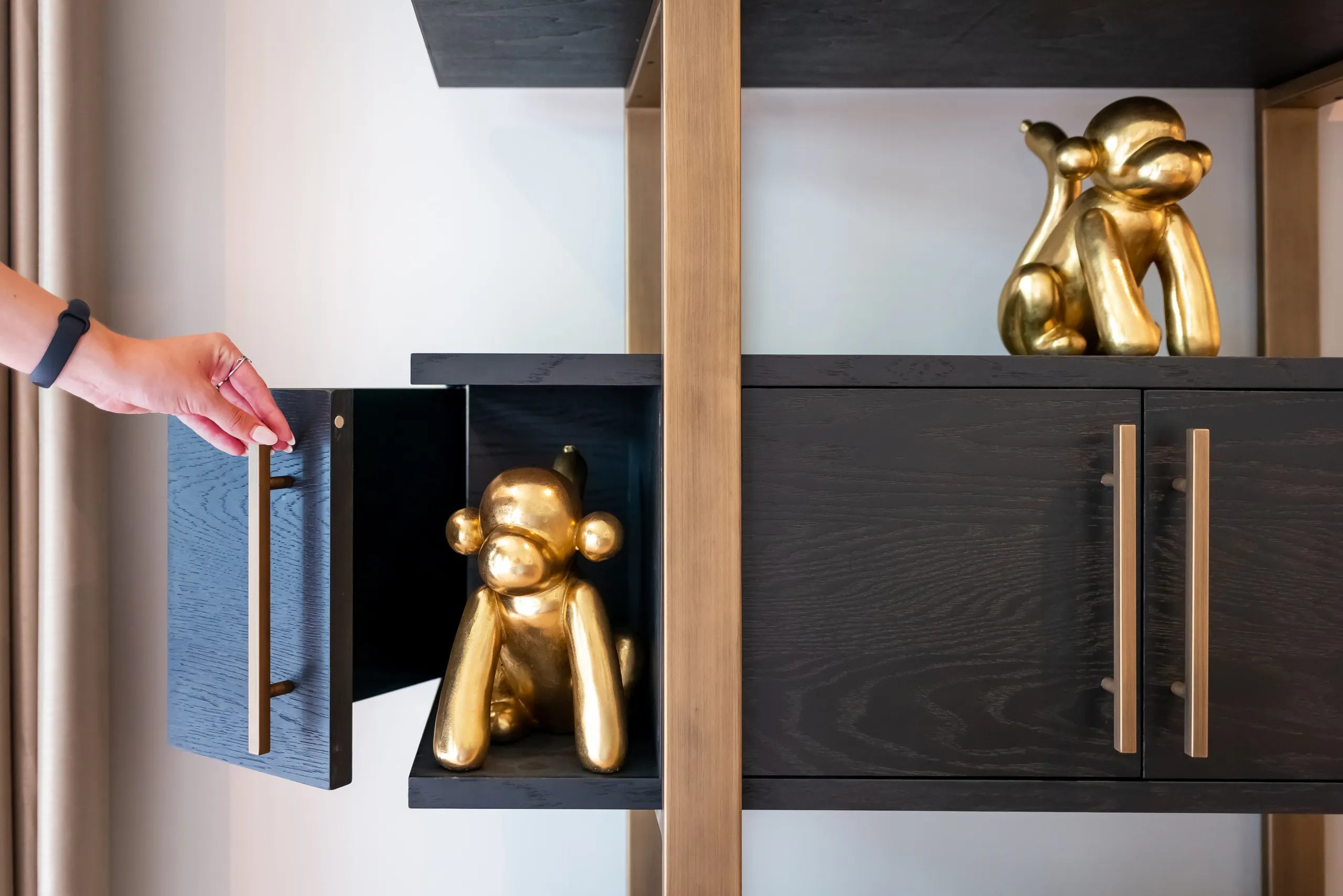 Richmond Interiors Cambon Bronze & Black Oak Wood Open Display Unit