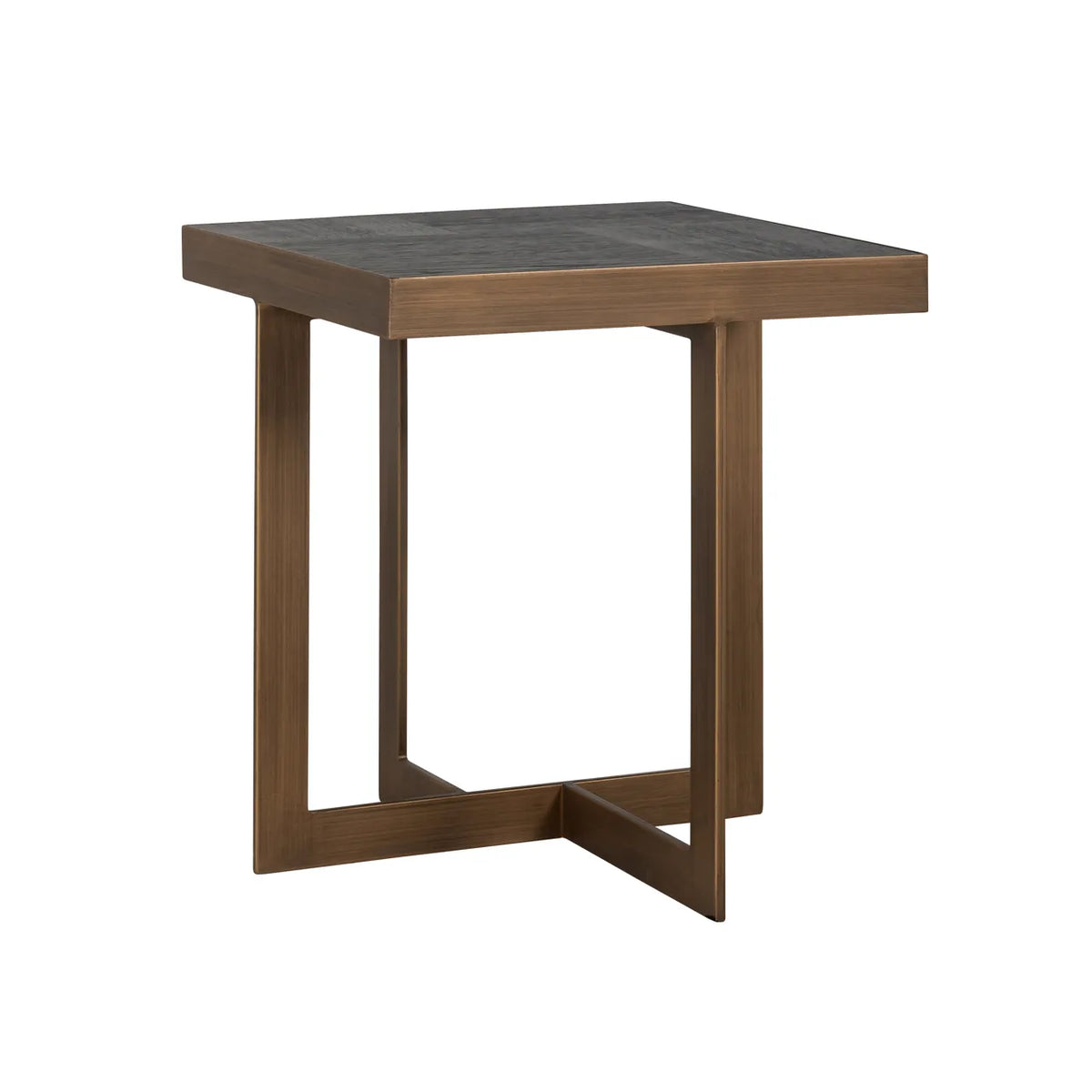 Richmond Interiors Cambon Bronze & Black Oak Wood Square Side Table