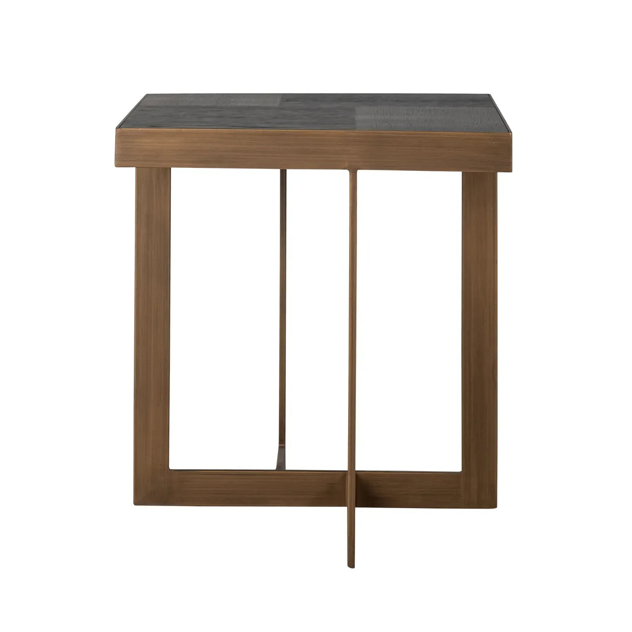 Richmond Interiors Cambon Bronze & Black Oak Wood Square Side Table