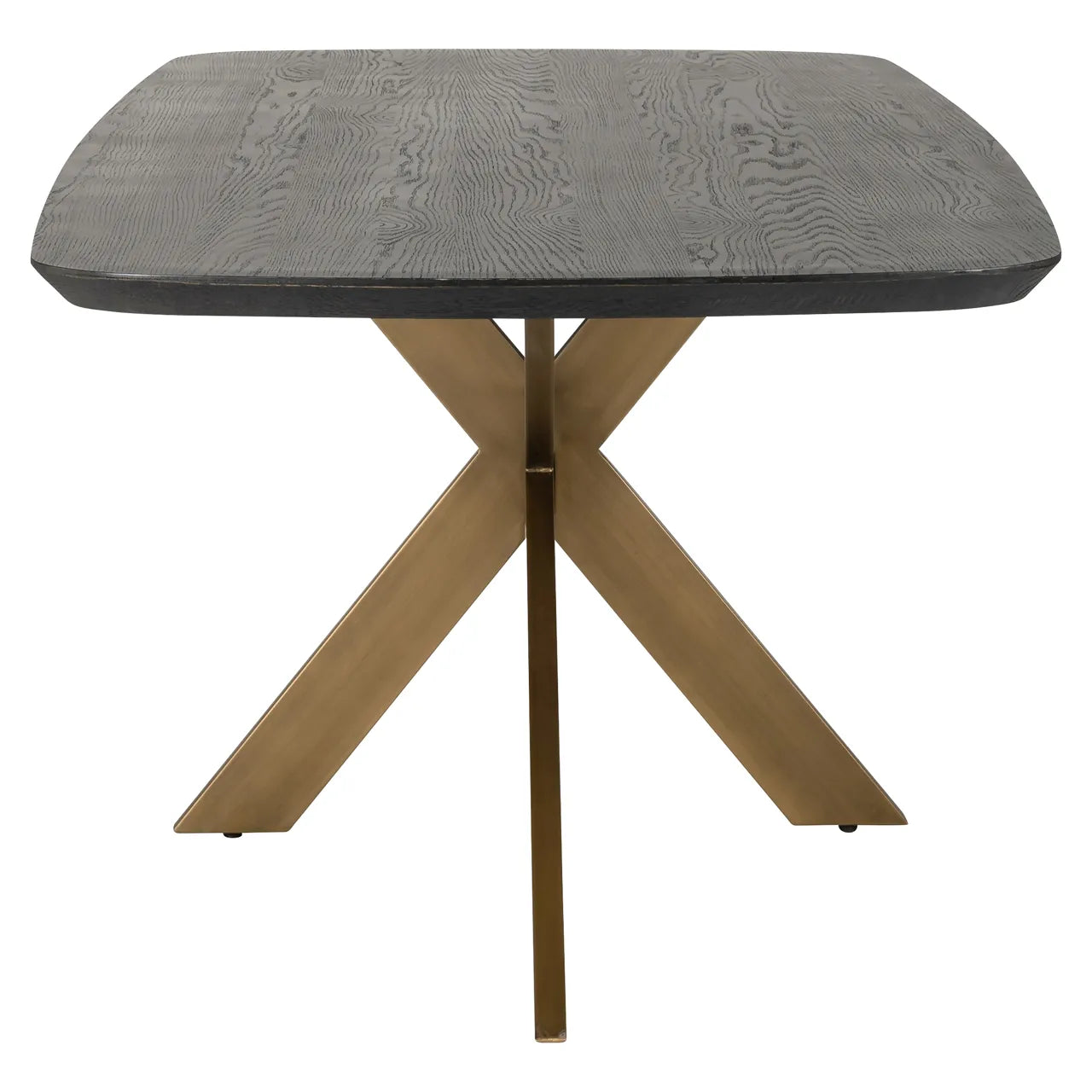 Richmond Interiors Cambon Danish Bronze & Black Oak Wood Oval Rectangle Dining Table | 8 Seater
