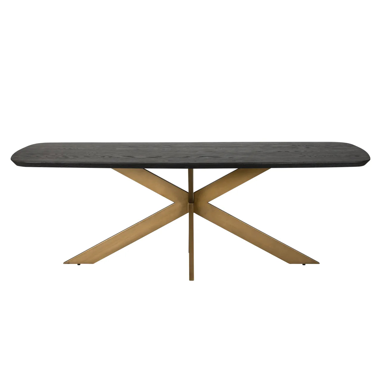 Richmond Interiors Cambon Danish Bronze & Black Oak Wood Oval Rectangle Dining Table | 8 Seater