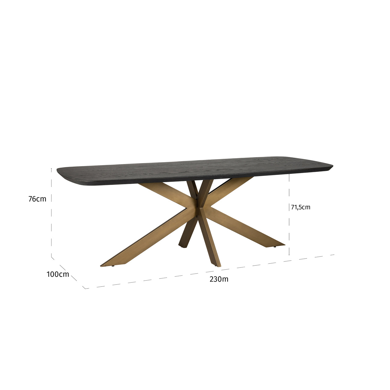 Richmond Interiors Cambon Danish Bronze & Black Oak Wood Oval Rectangle Dining Table | 8 Seater