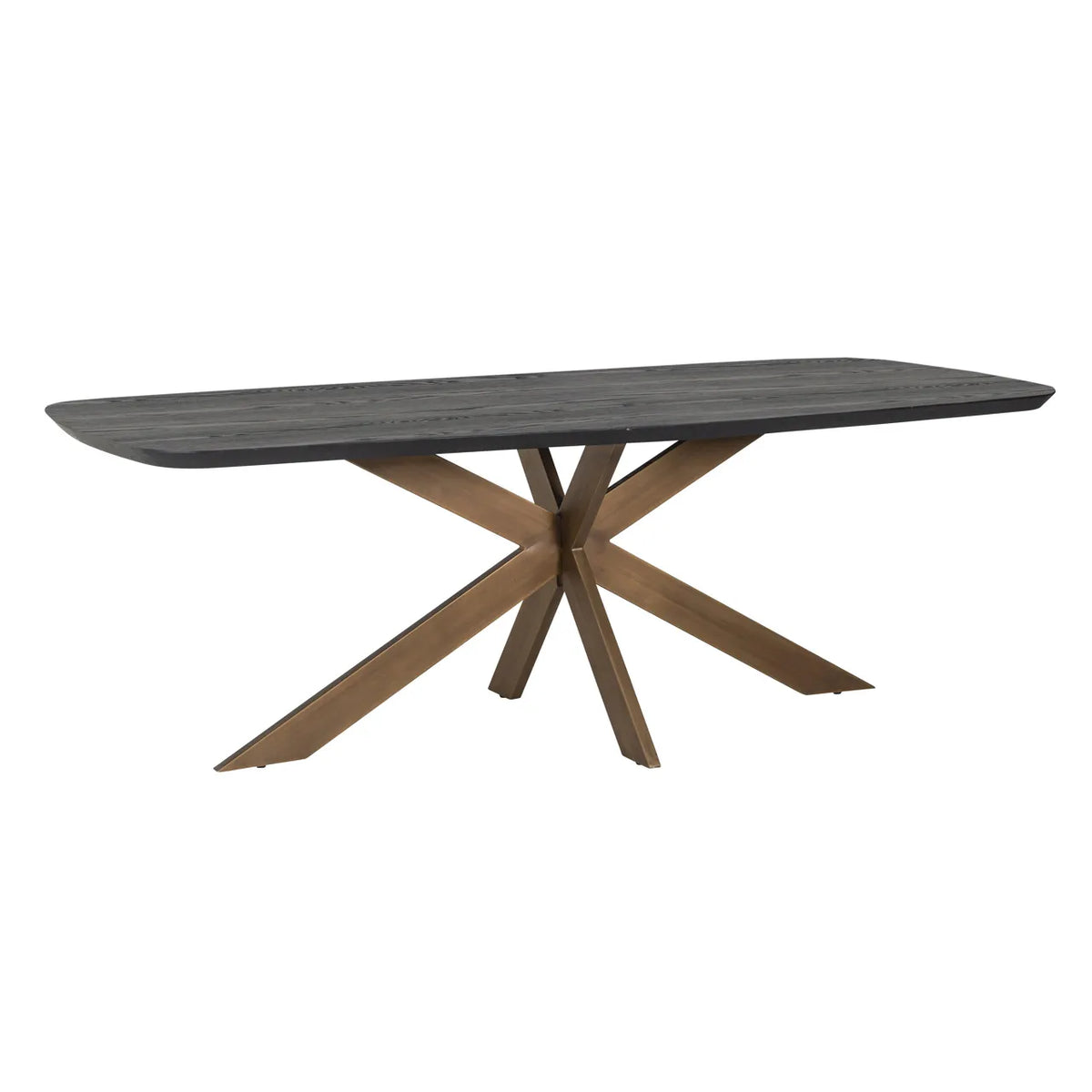 Richmond Interiors Cambon Danish Bronze & Black Oak Wood Oval Rectangle Dining Table | 8 Seater