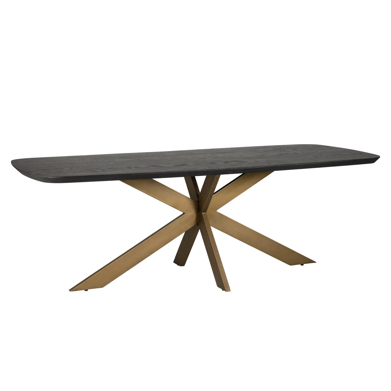 Richmond Interiors Cambon Danish Bronze & Black Oak Wood Oval Rectangle Dining Table | 10 Seater