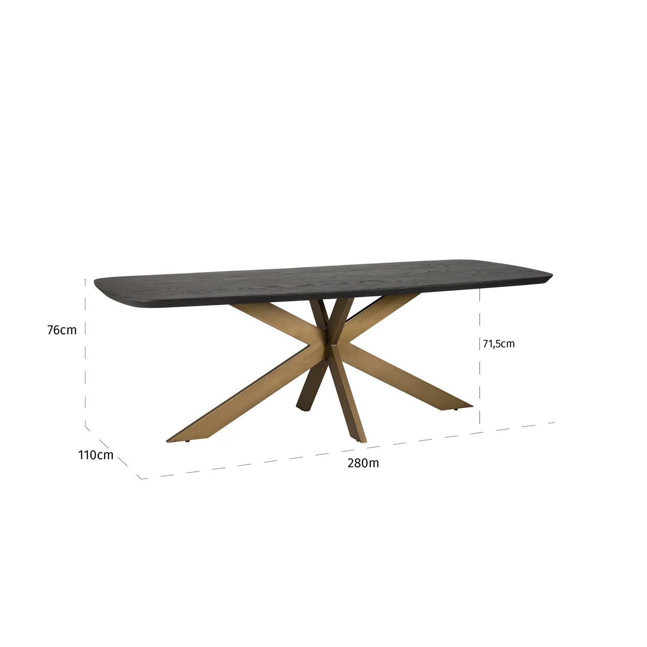 Richmond Interiors Cambon Danish Bronze & Black Oak Wood Oval Rectangle Dining Table | 10 Seater