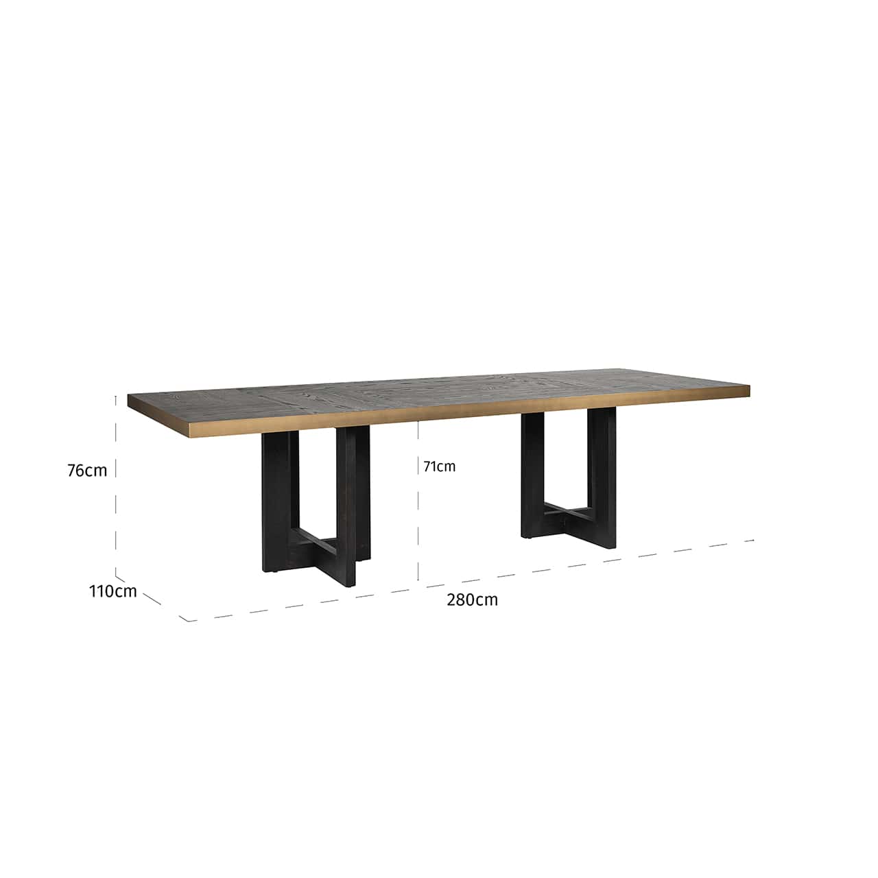 Richmond Interiors Cambon Bronze & Black Oak Wood Rectangle Dining Table | 8 Seater