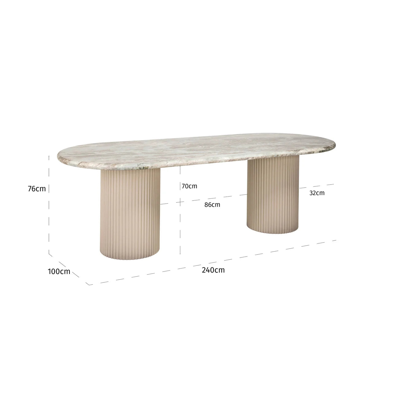 Richmond Interiors Coronel Beige Marble Dining Table | 8 Seater