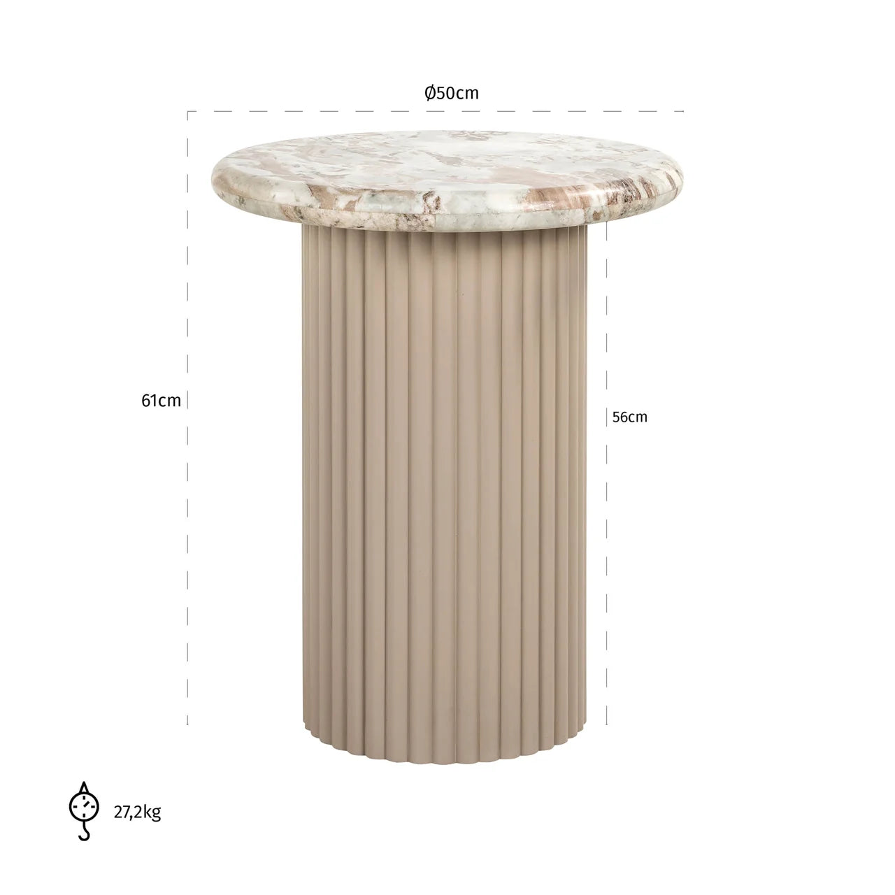 Richmond Interiors Coronel Beige Marble Side Table