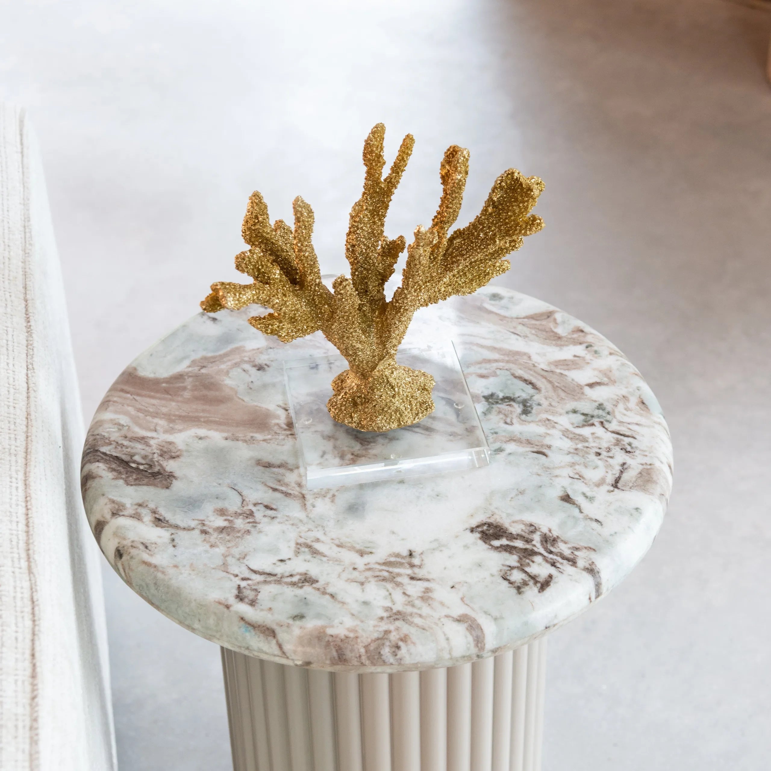 Richmond Interiors Coronel Beige Marble Side Table