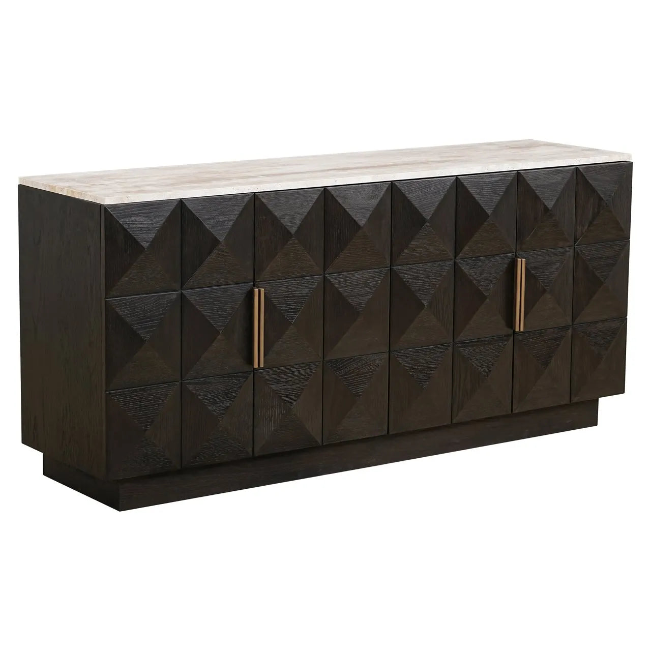 Richmond Interiors Claremont Brown Oak Wood & Stone Sideboard