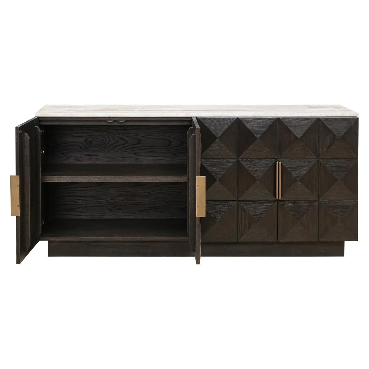 Richmond Interiors Claremont Brown Oak Wood & Stone Sideboard