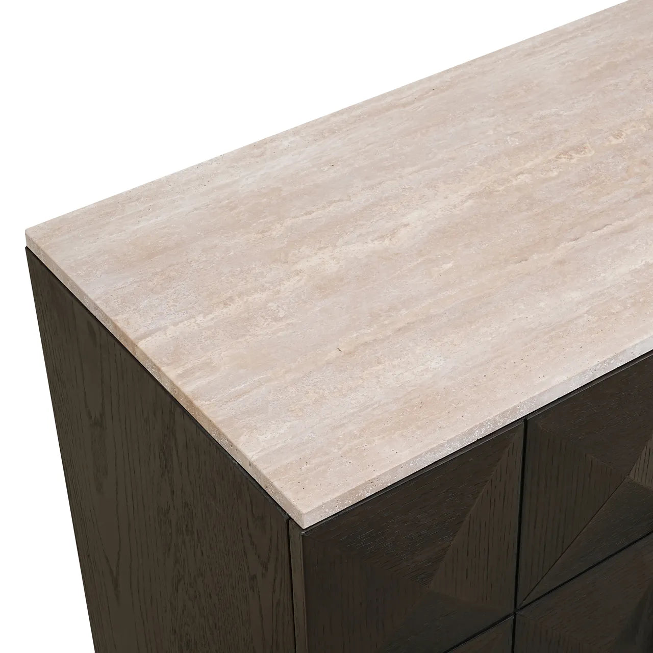 Richmond Interiors Claremont Brown Oak Wood & Stone Sideboard