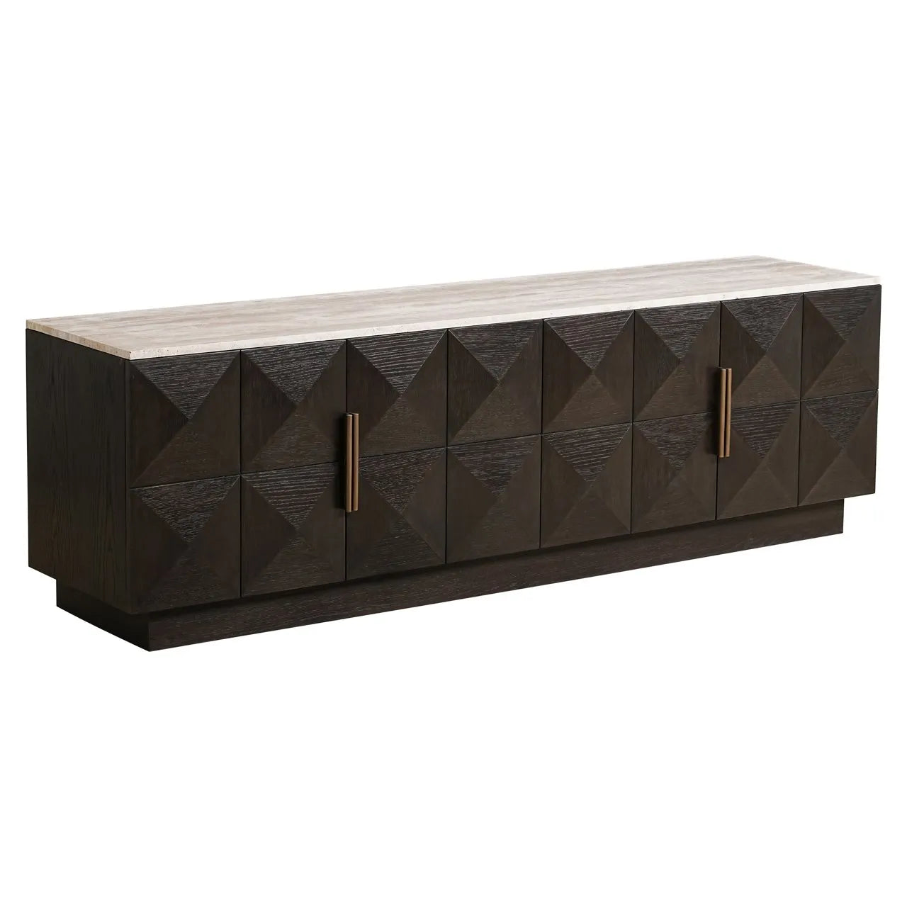 Richmond Interiors Claremont Brown Oak Wood & Stone TV Unit