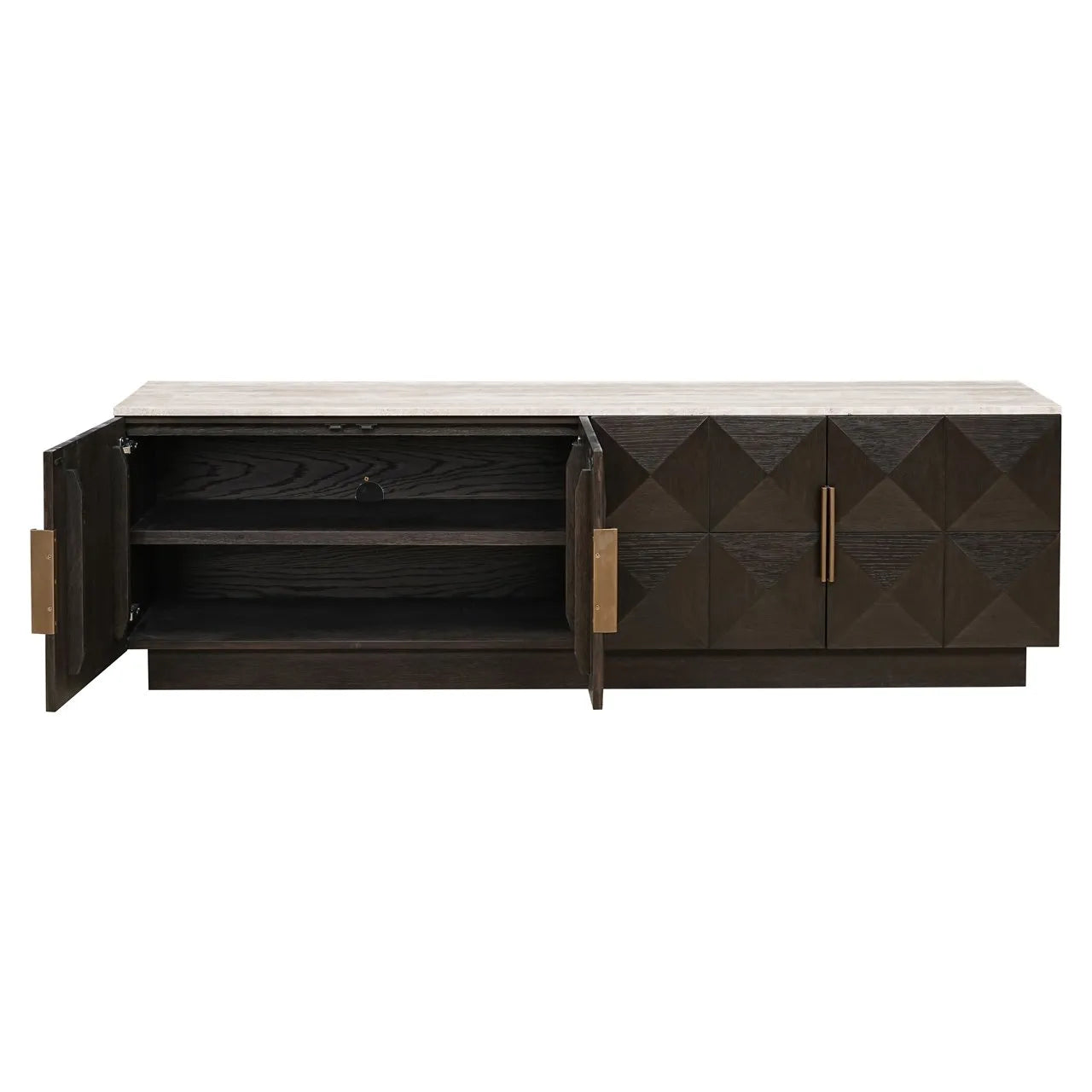 Richmond Interiors Claremont Brown Oak Wood & Stone TV Unit