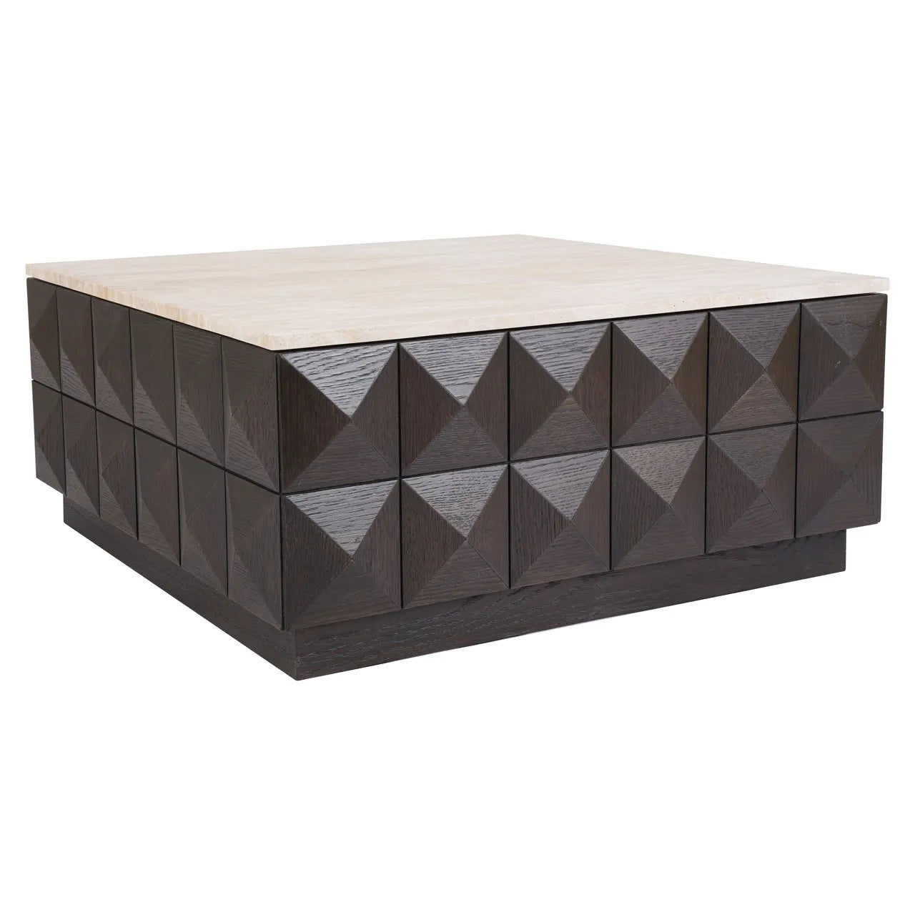 Richmond Interiors Claremont Brown Oak Wood & Stone Square Coffee Table