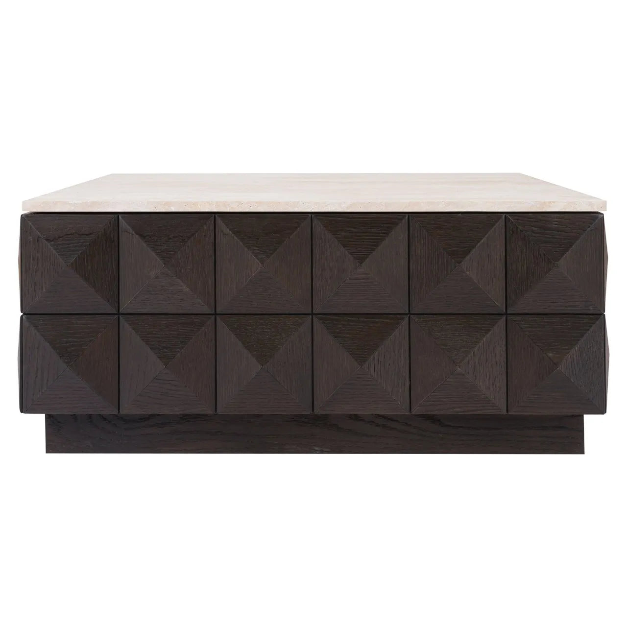 Richmond Interiors Claremont Brown Oak Wood & Stone Square Coffee Table