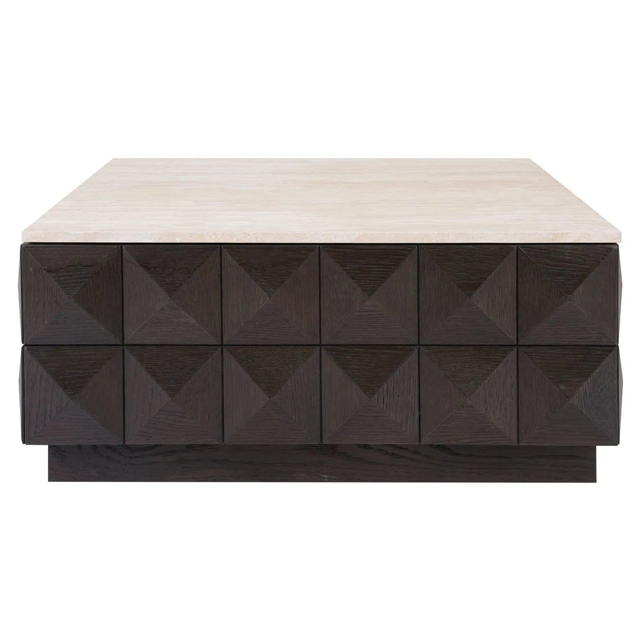 Richmond Interiors Claremont Brown Oak Wood & Stone Square Coffee Table